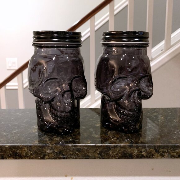 Set of 4 Glass Skull Jars Skeleton Candy Dish NEW Halloween Decor Target 2024 - Picture 5 of 8